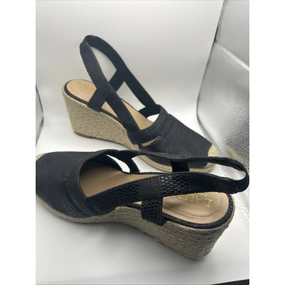 Lauren Ralph Lauren‎ Penelopie Espadrille Wedge Sandals Womens 10B Blue Leather